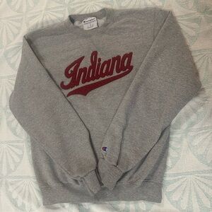 Indiana University Champion Gray and Red Crewneck Sweater